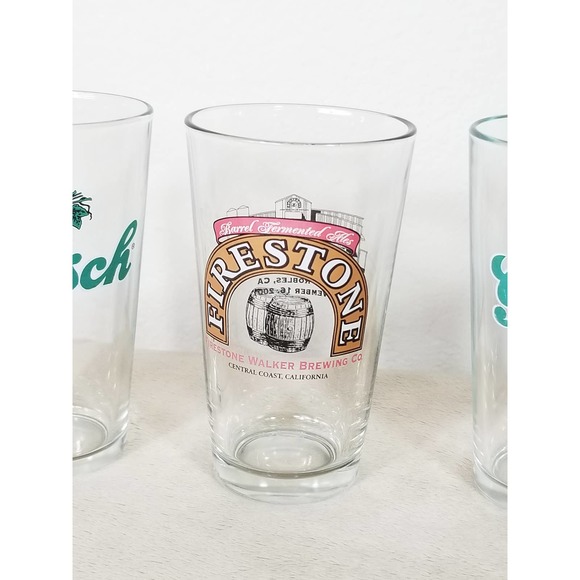 Pint Ale Beer Glasses Grolsch Firestone Walker Brewing Barware Craft Brew Vtg - Picture 3 of 11